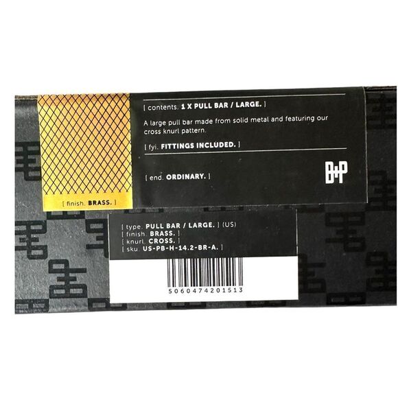 NIB - BUSTER & PUNCH Brass Pull Bar in Cross Knurl pattern, size large - Picture 6 of 7